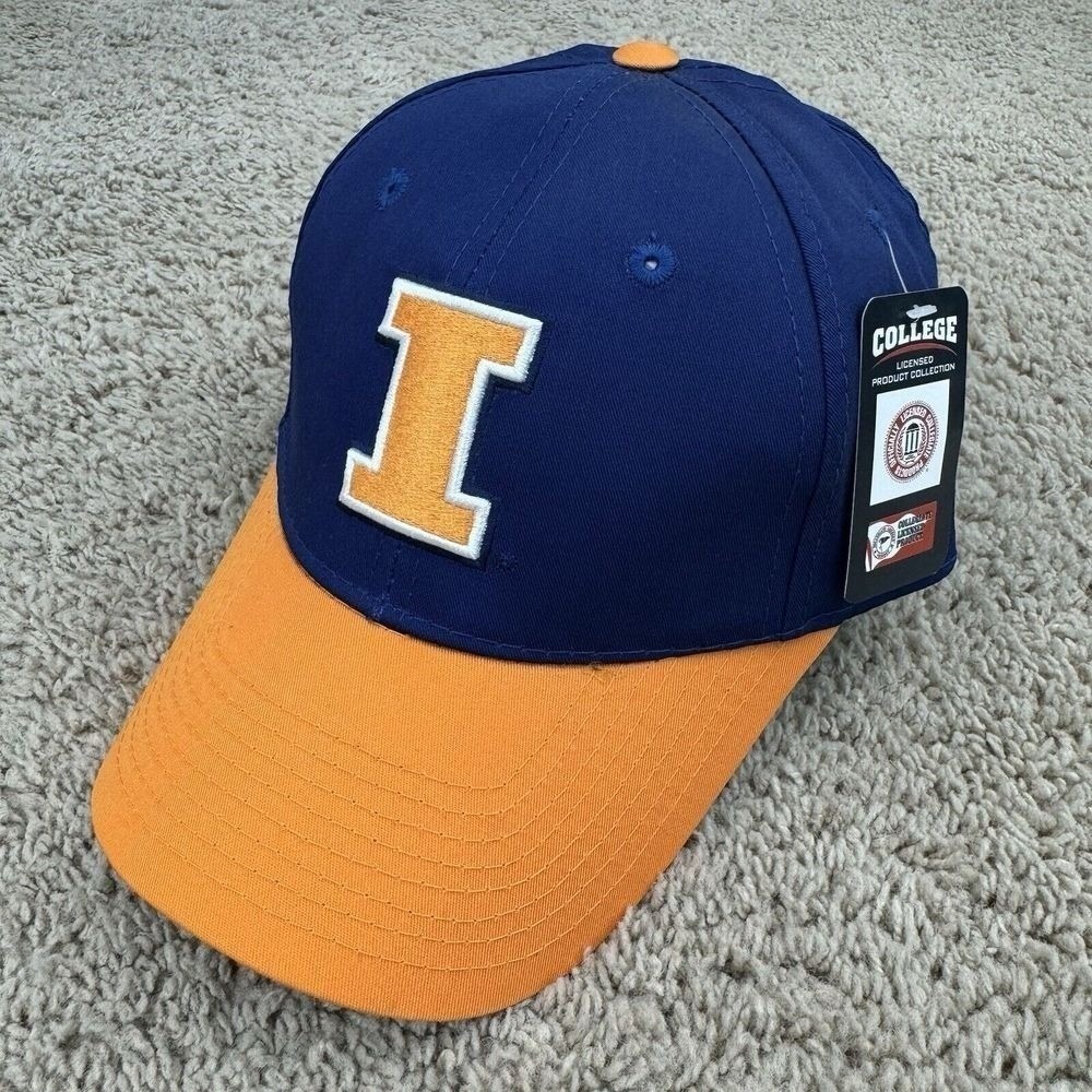 Illinois Fighting Illini Hat‎ Adjustable  Blue/Orange I Logo OC NCAA Cap NOS NWT
